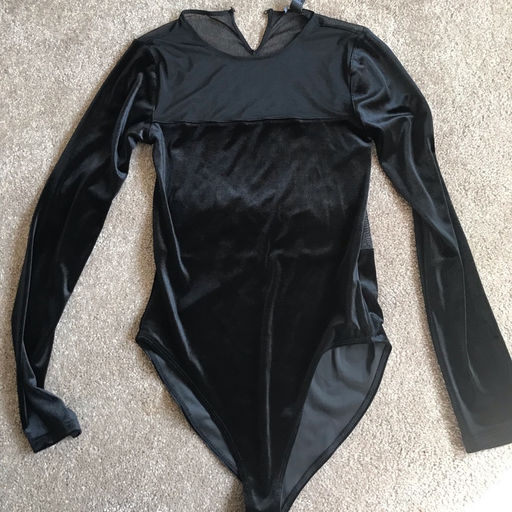 Mesh/Velvet Black Bodysuit